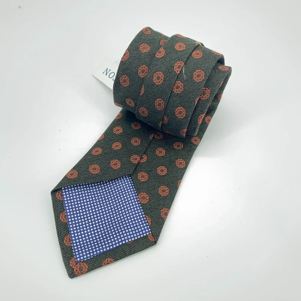 Eton Tie Mens One Size Green Orange Floral‎ Silk Classic Necktie Italy Made NWT